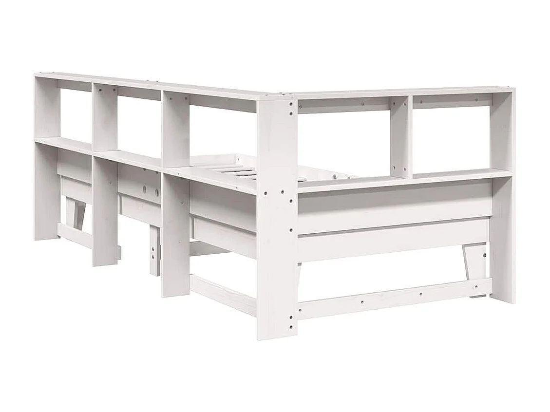 Cama com estante sem colchão 75x190 cm pinho maciço branco