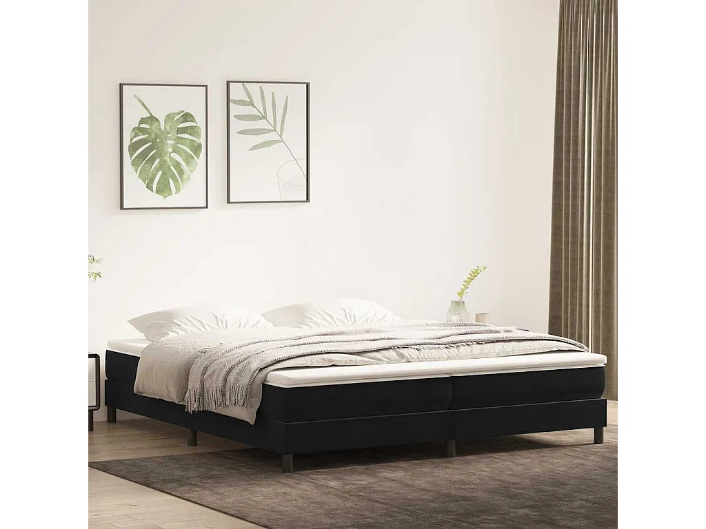 Cama com molas sem colchão 200x220 cm veludo preto