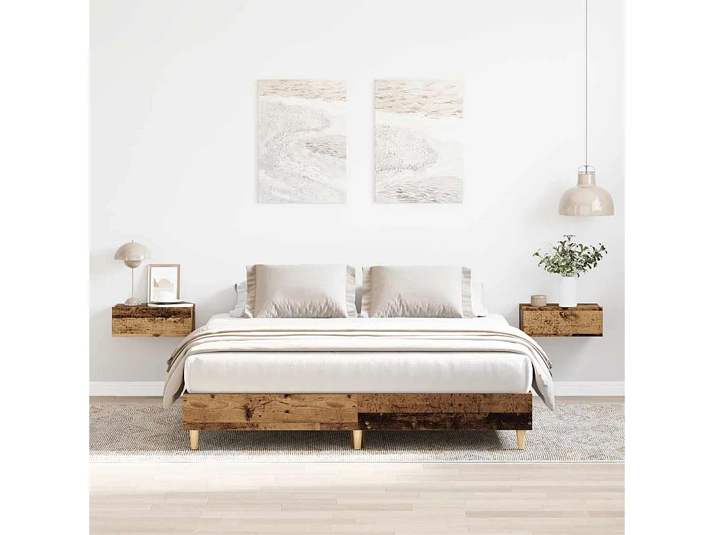 Cadre de lit sans matelas vieux bois 140x200 cm bois ingénierie