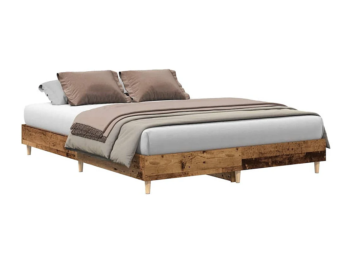 Cadre de lit sans matelas vieux bois 140x200 cm bois ingénierie