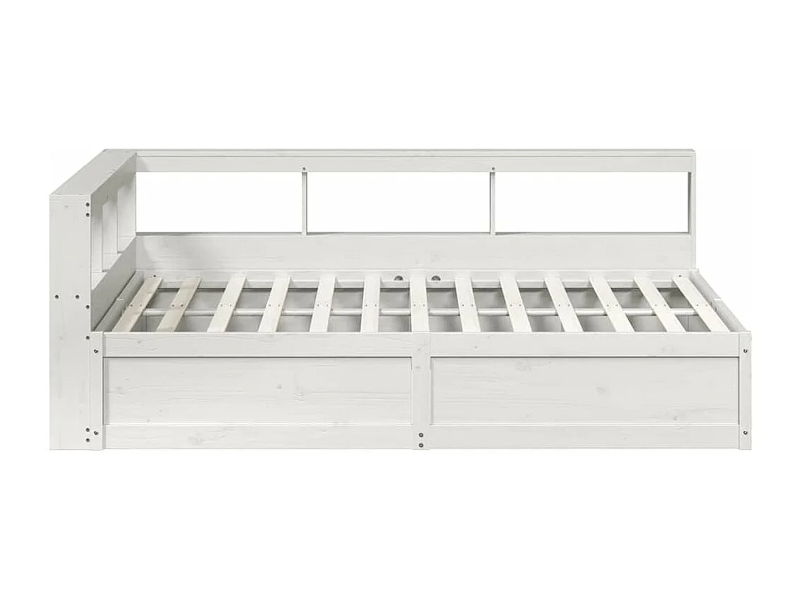 Lit bibliothèque sans matelas blanc 150x200 cm bois pin massif