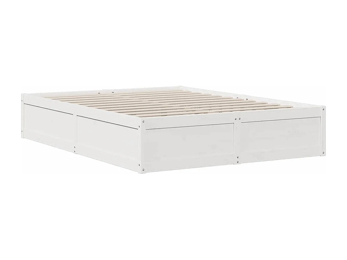 Lit bibliothèque sans matelas blanc 150x200 cm bois pin massif