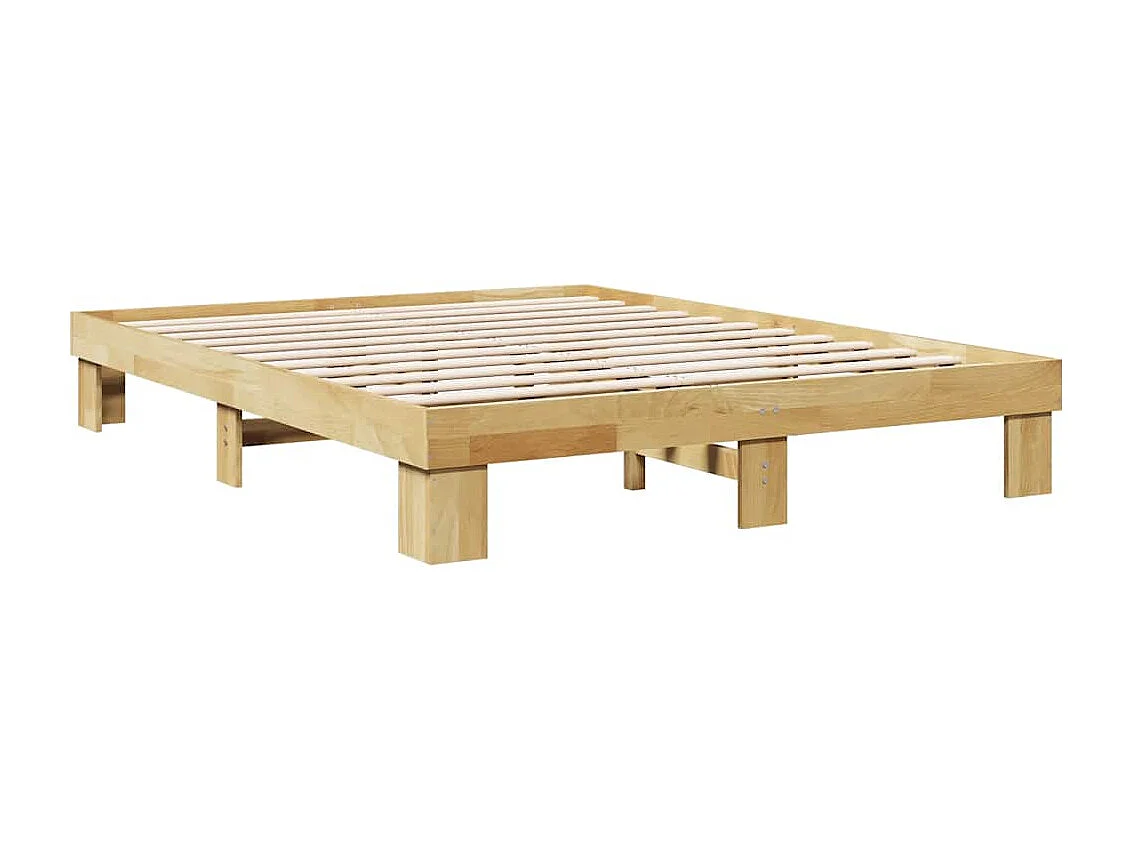 Cadre de lit sans matelas 135x190 cm bois massif de chêne