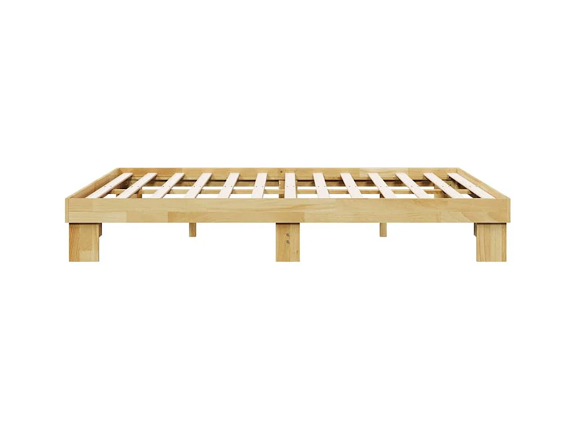Cadre de lit sans matelas 135x190 cm bois massif de chêne