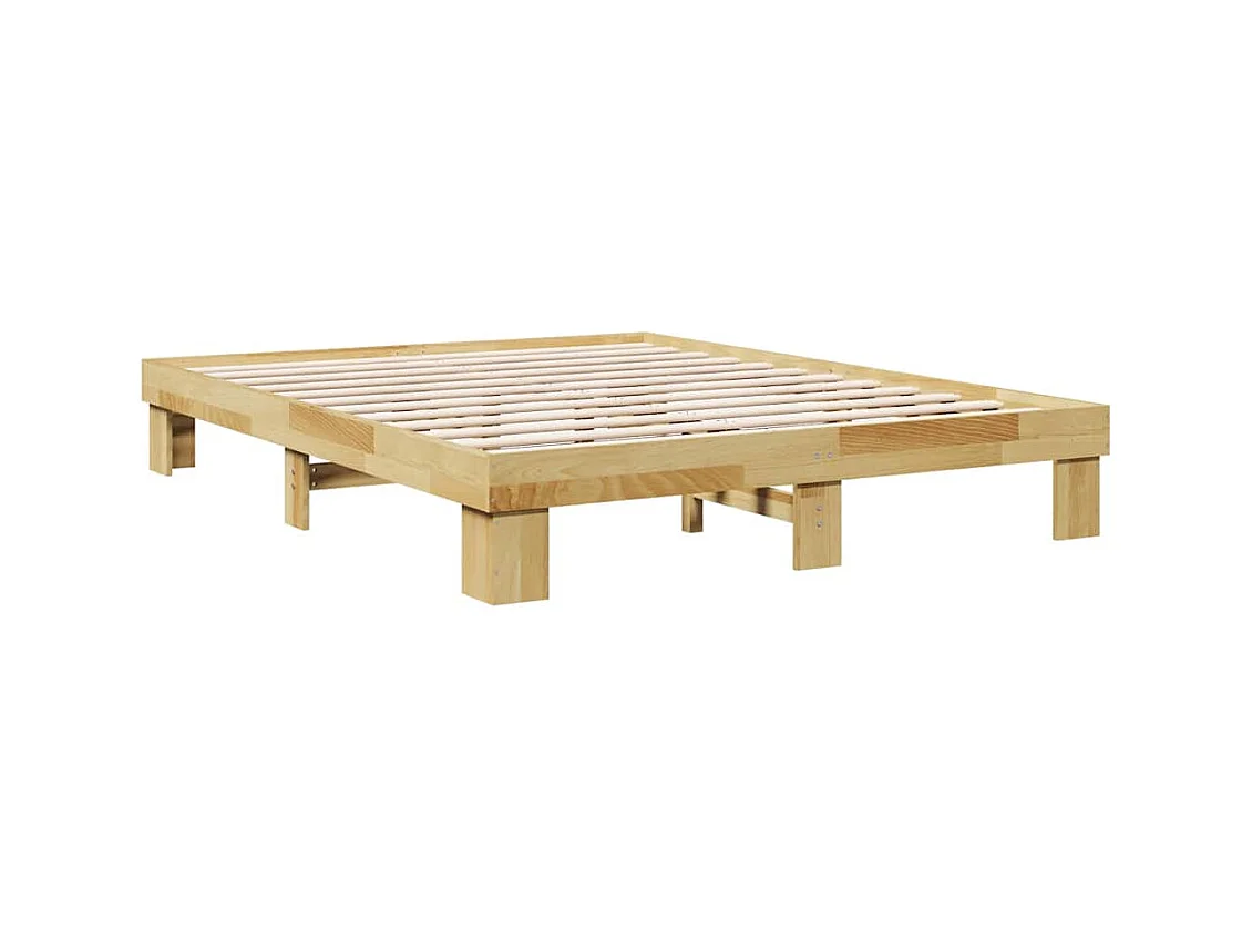 Cadre de lit sans matelas 135x190 cm bois massif de chêne