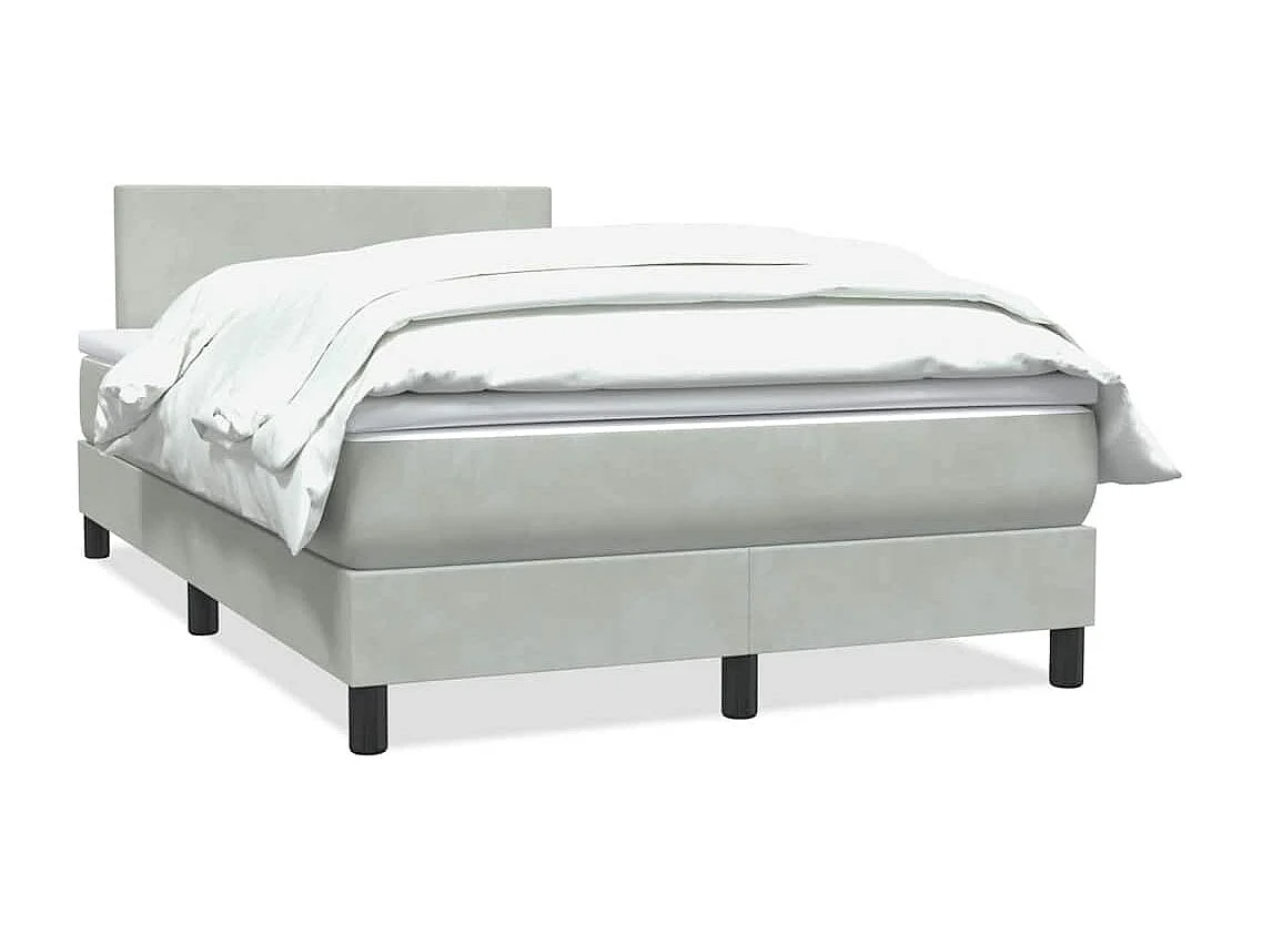 Boxspring met matras fluweel lichtgrijs 120x220 cm