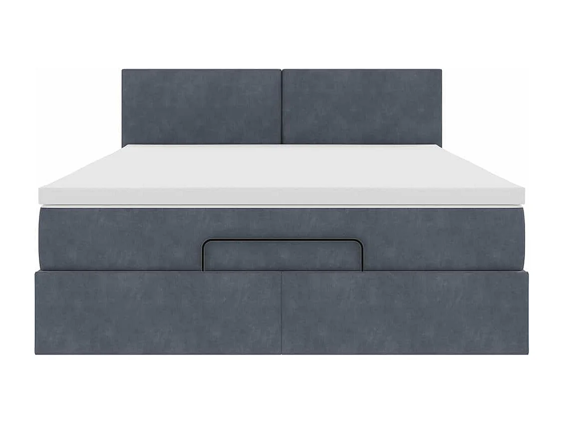 Cadre de lit ottoman avec matelas gris foncé 140x190 cm velours