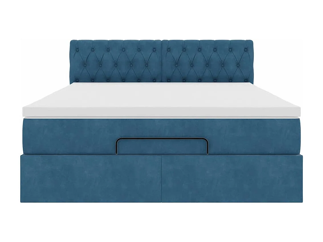 Estrutura de cama otomana com colchão 140x190cm azul escuro