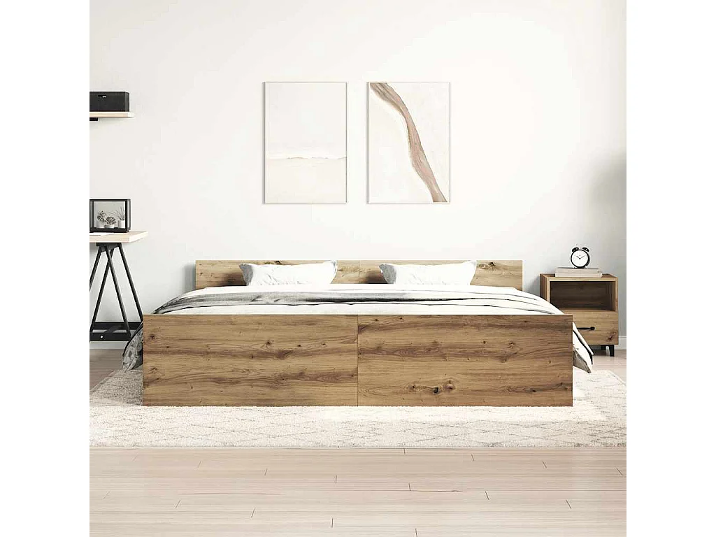 Cadre de lit sans matelas chêne artisanal 160x200 cm
