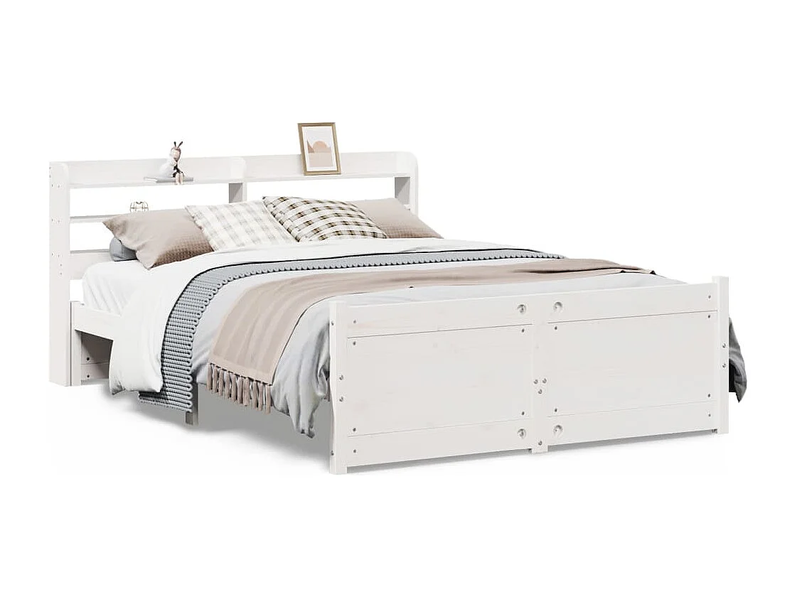 Cadre de lit avec tête de lit sans matelas blanc 140x190 cm