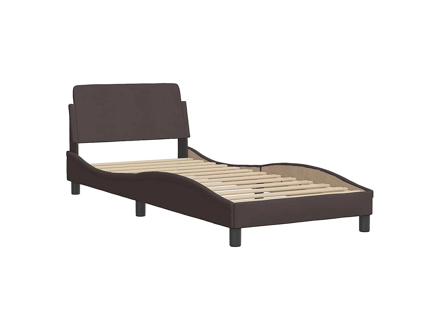 Cadre de lit sans matelas marron foncé 90x200 cm tissu