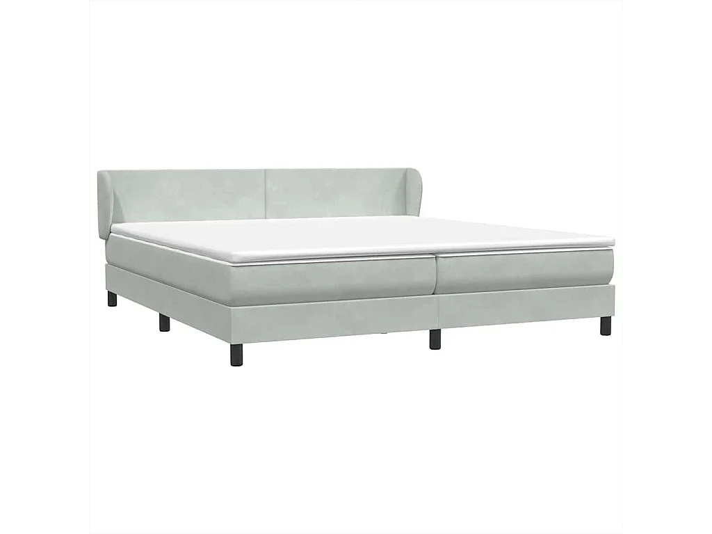 Cama box spring con colchones terciopelo gris claro 180x220 cm