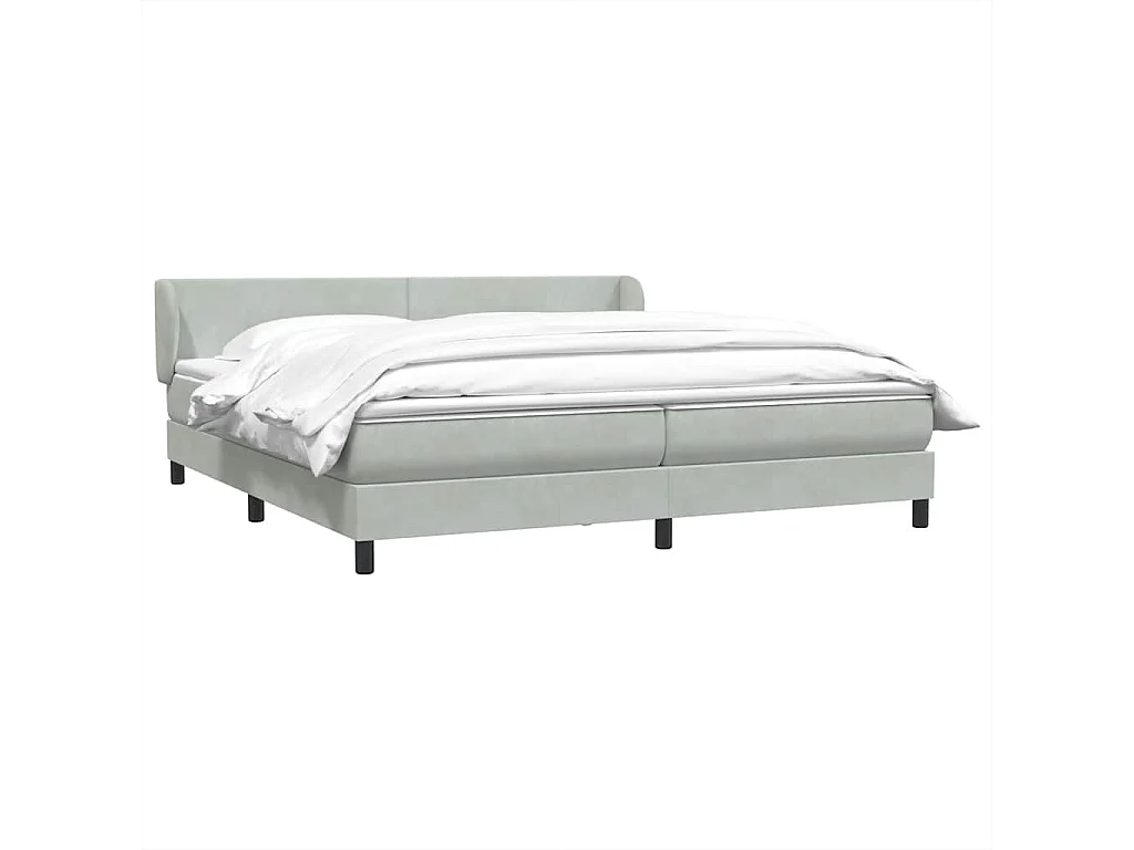 Cama box spring con colchones terciopelo gris claro 180x220 cm