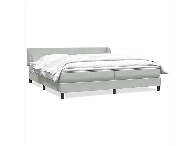 Cama box spring con colchones terciopelo gris claro 180x220 cm