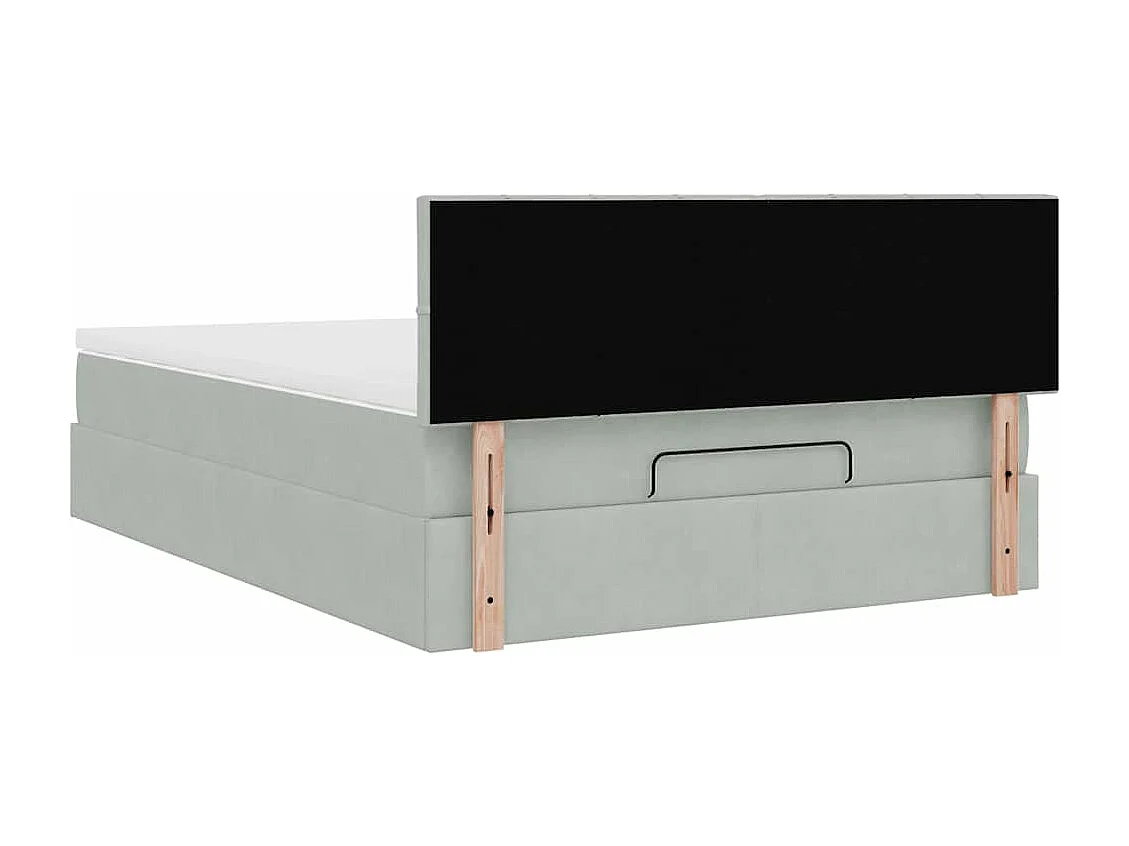 Cadre de lit ottoman et matelas gris clair 140x190 velours