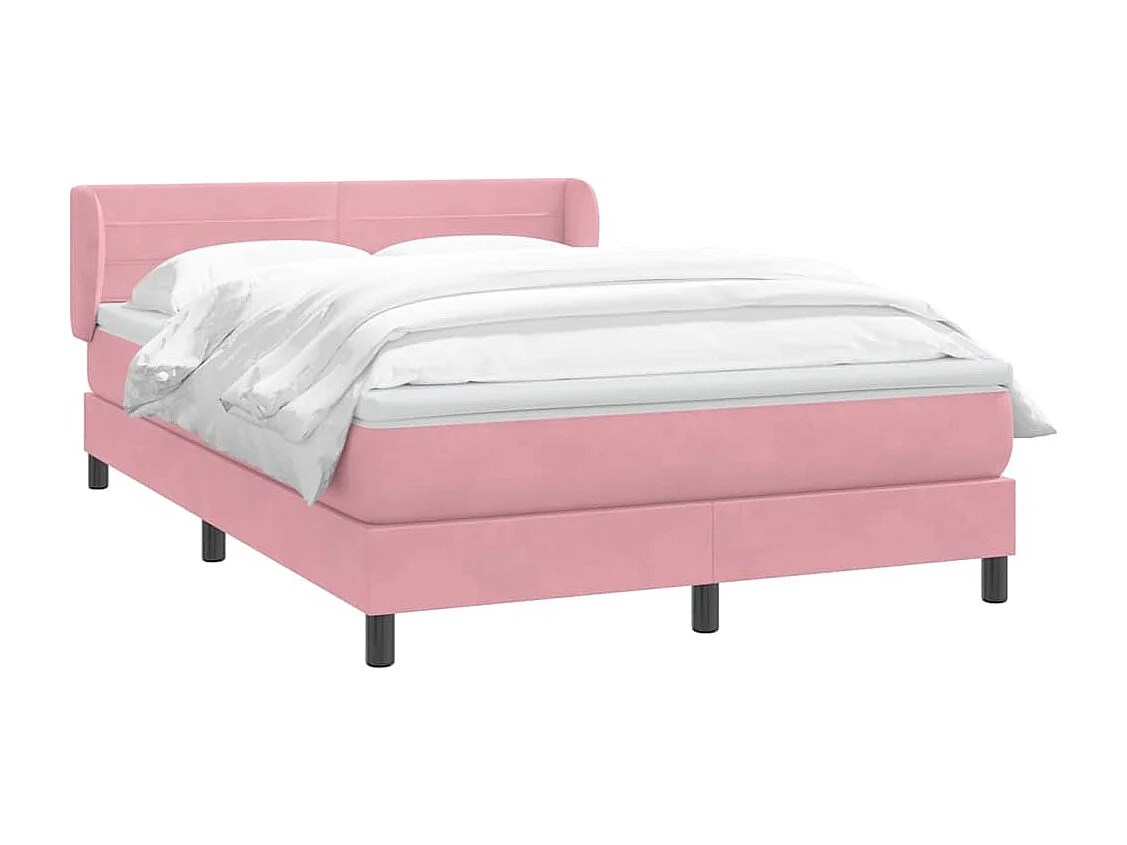 Cama box spring com colchão 160x210 cm veludo rosa