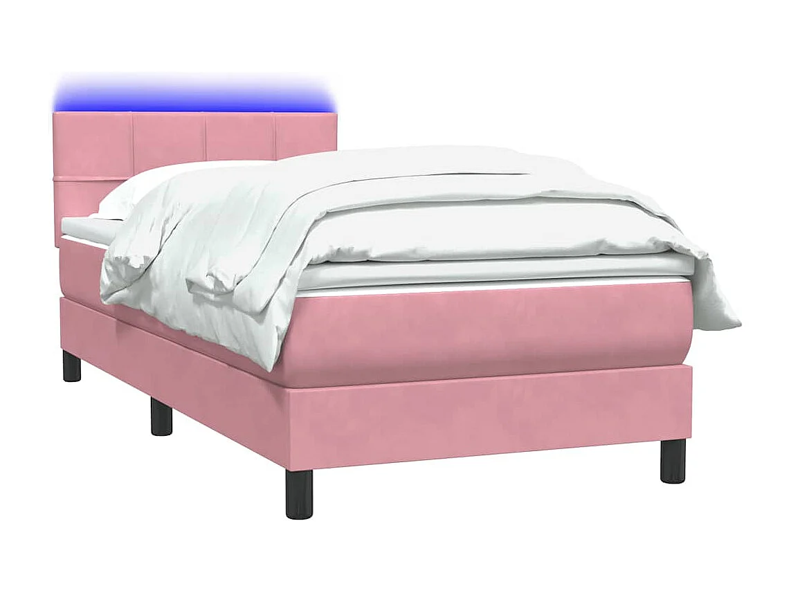 Cama box spring con colchón terciopelo rosa 90x220 cm