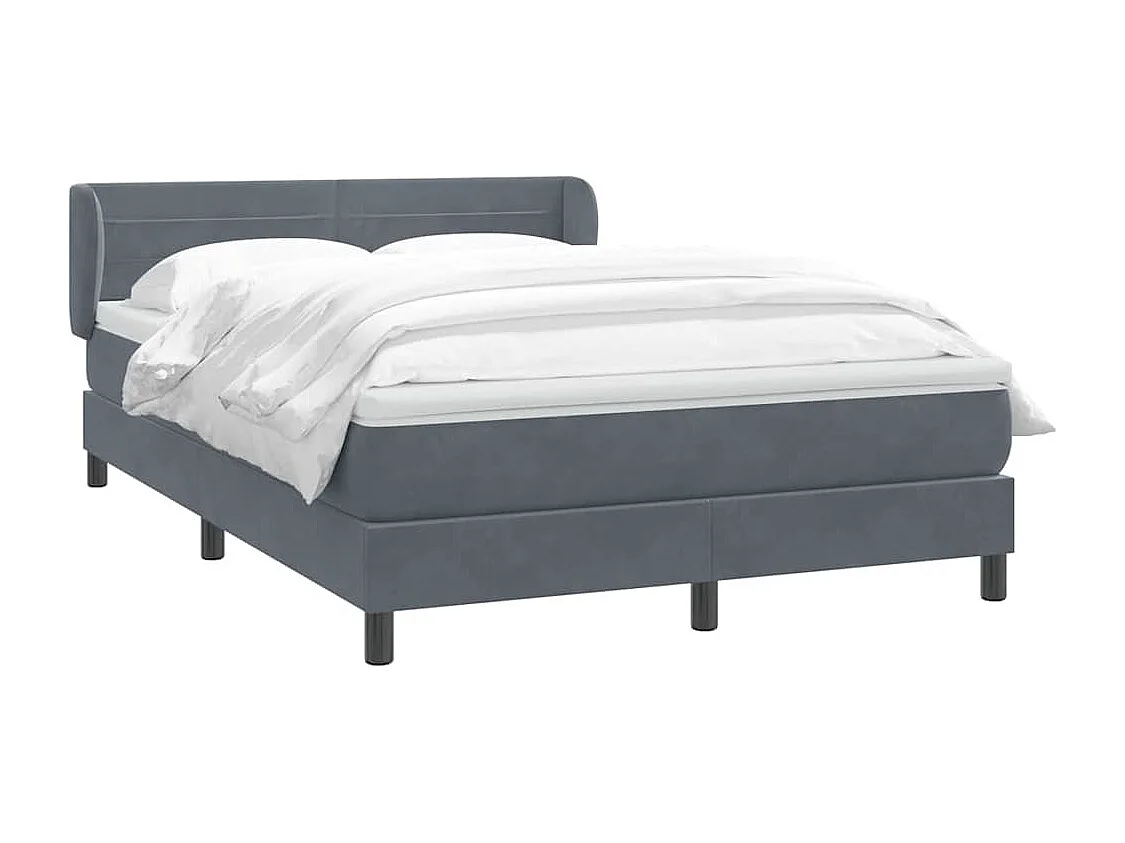 Cama box spring con colchón terciopelo gris oscuro 160x210 cm