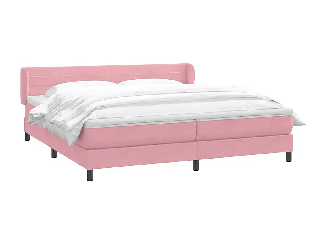 Sommier à lattes de lit avec matelas rose 180x210 cm velours