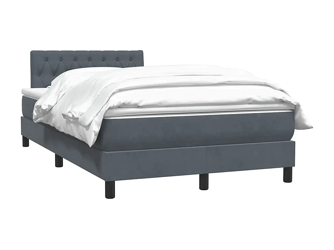 Cama com molas/colchão 120x210 cm veludo cinzento-escuro