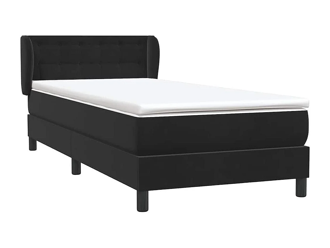 Cama box spring con colchón terciopelo negro 90x220 cm