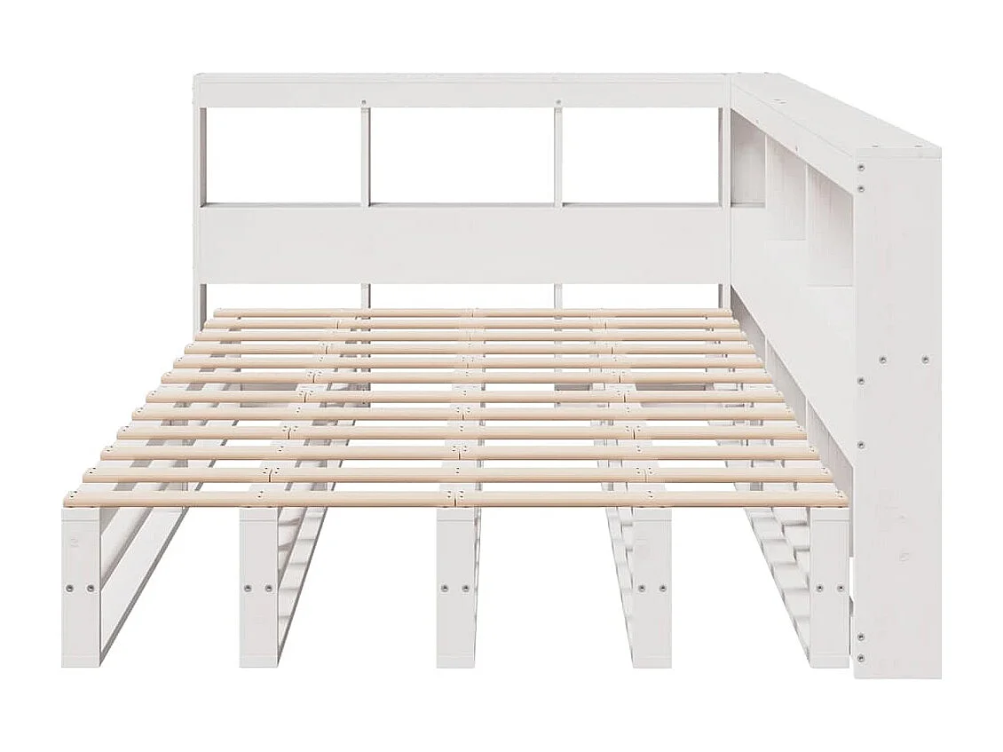 Cama con estantería sin colchón madera maciza blanca 120x190 cm