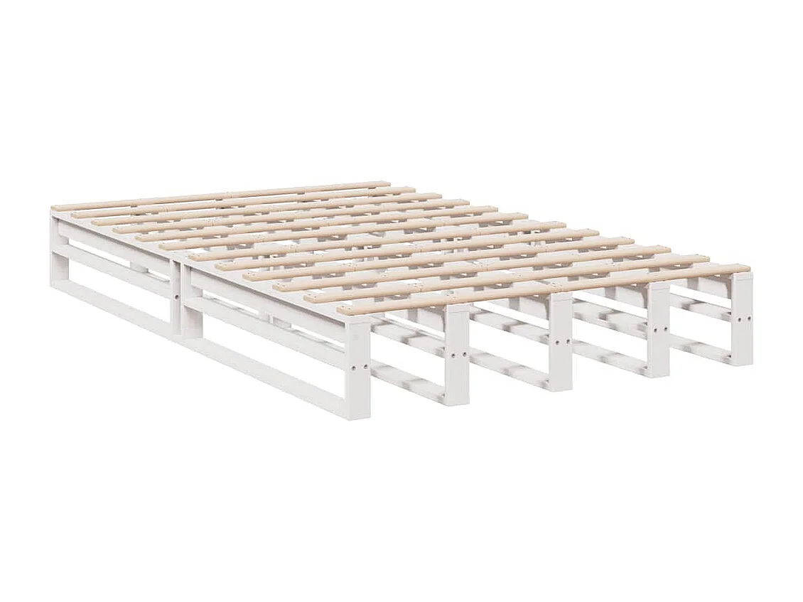 Lit bibliothèque sans matelas blanc 120x190 cm bois pin massif