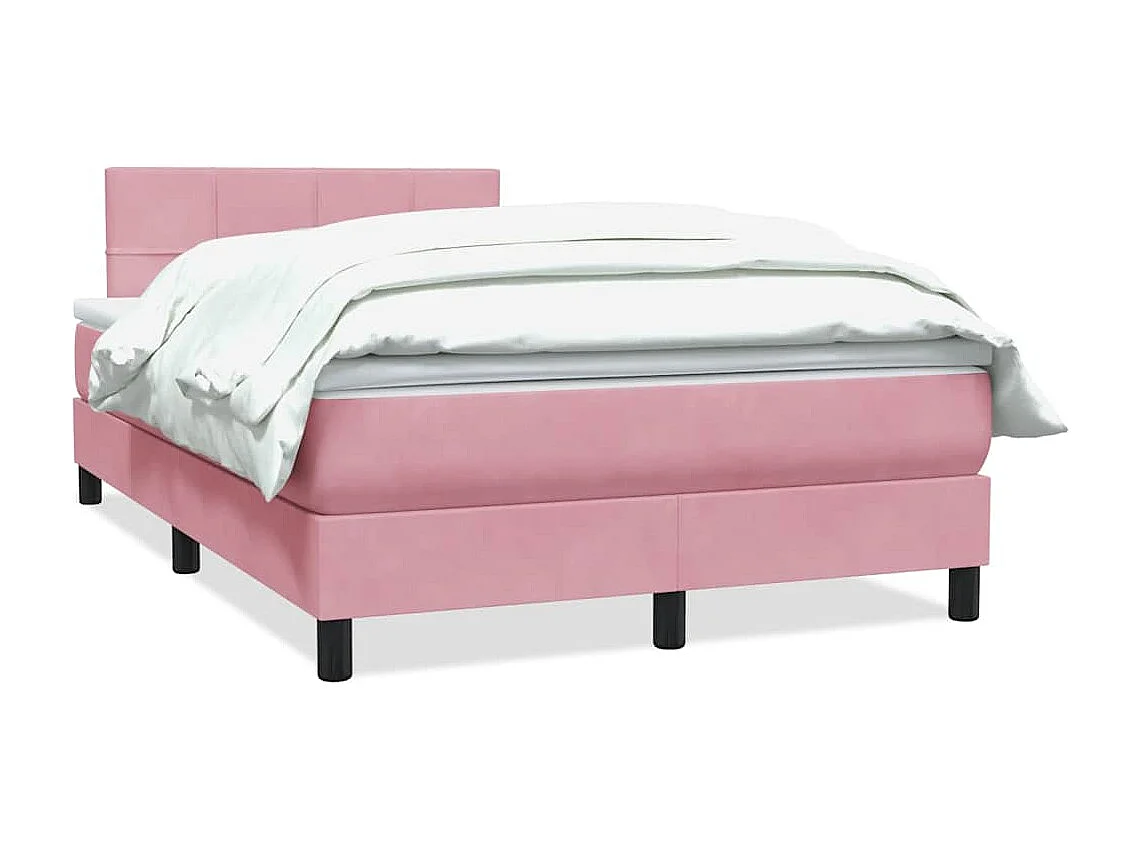 Cama box spring con colchón terciopelo rosa 120x220 cm