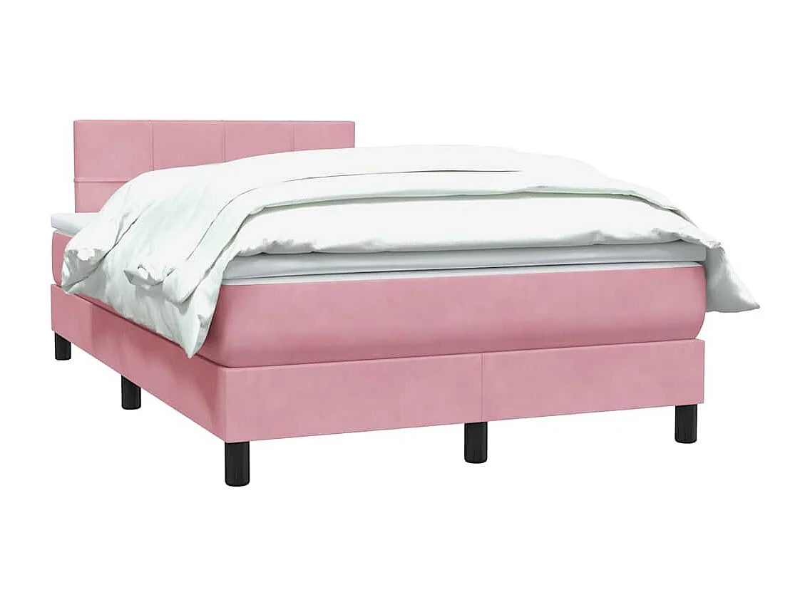 Cama box spring con colchón terciopelo rosa 120x220 cm