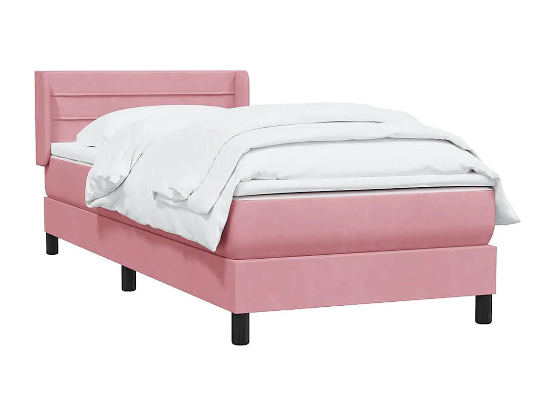 Sommier à lattes de lit avec matelas rose 90x220 cm velours