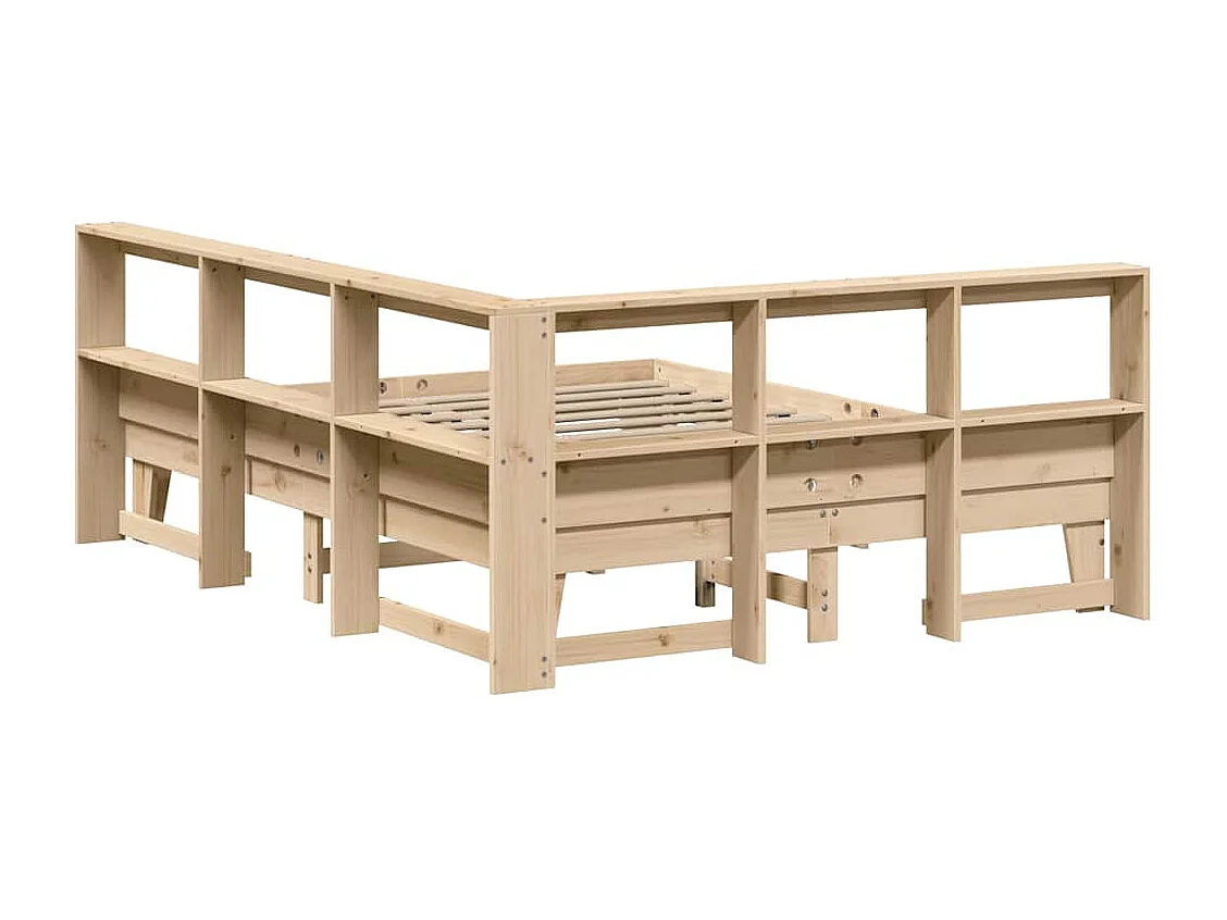 Cama con estantería sin colchón madera maciza de pino 150x200cm