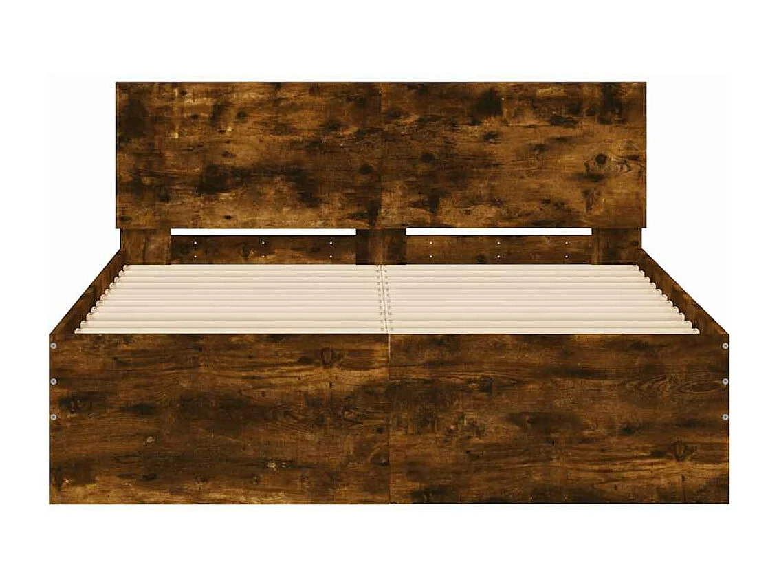 Cadre de lit avec tête de lit et LED chêne fumé 135x190 cm