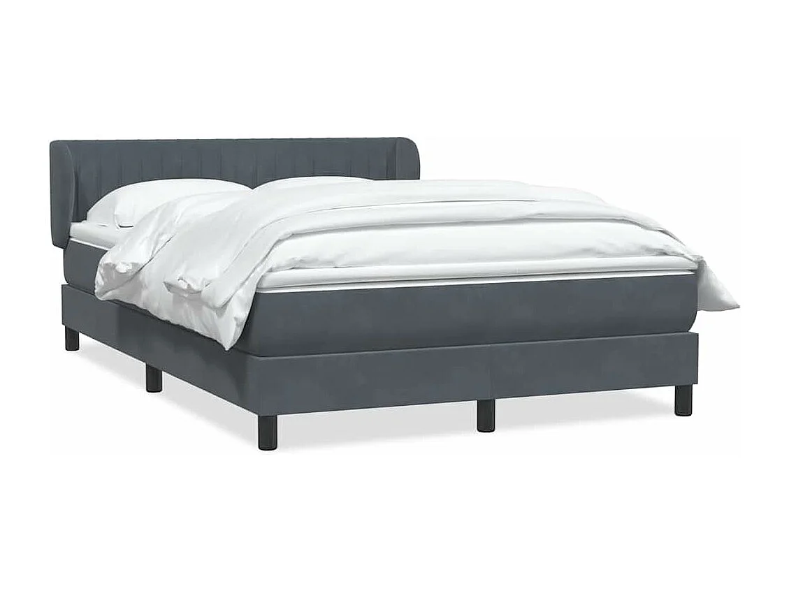Cama box spring con colchón terciopelo gris oscuro 160x220 cm