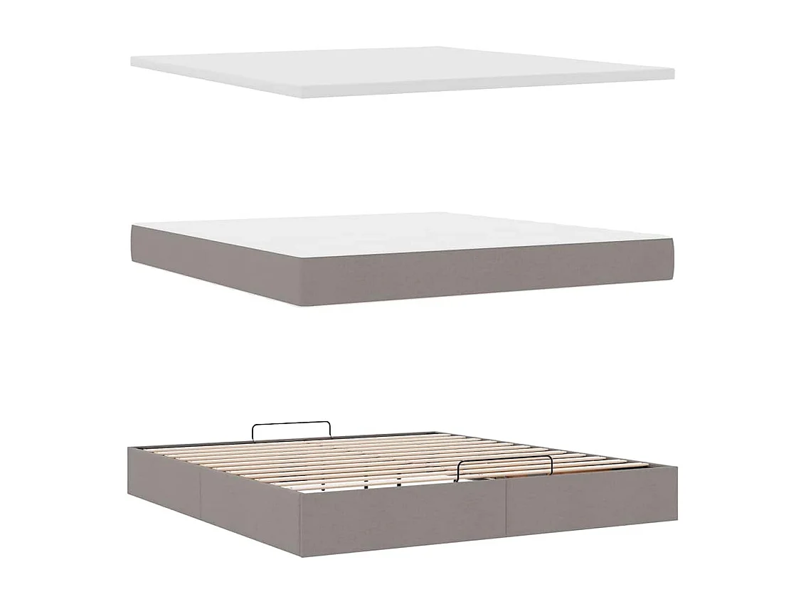 Cadre de lit ottoman avec matelas taupe 180x200 cm tissu