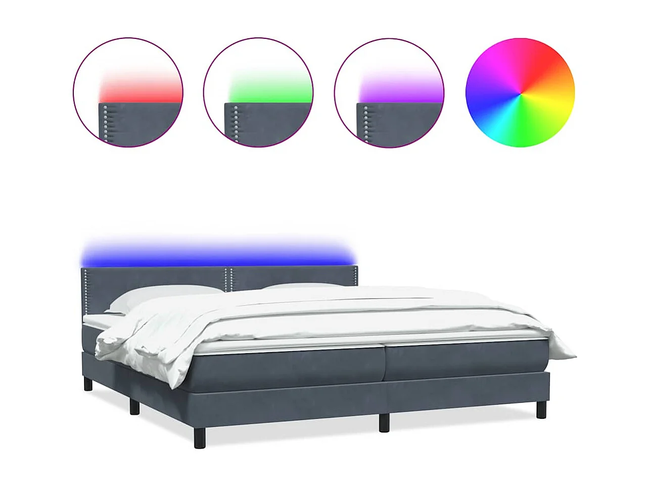 Cama com molas colchão 200x210 cm veludo cinzento-escuro