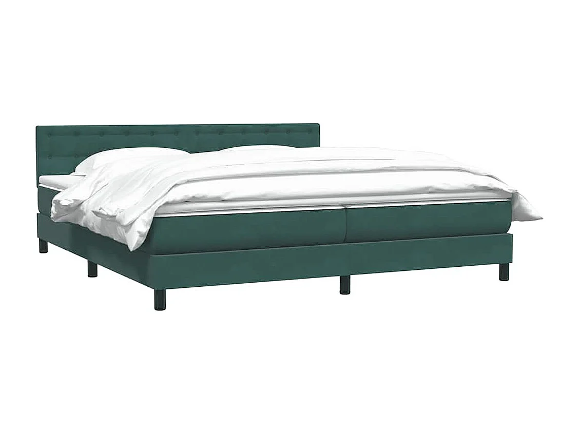 Cama box spring con colchón terciopelo verde oscuro 180x220 cm