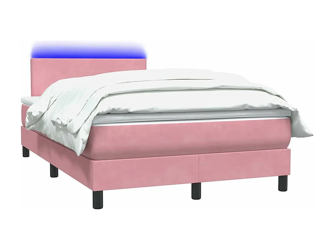 Sommier à lattes de lit avec matelas rose 120x210 cm velours