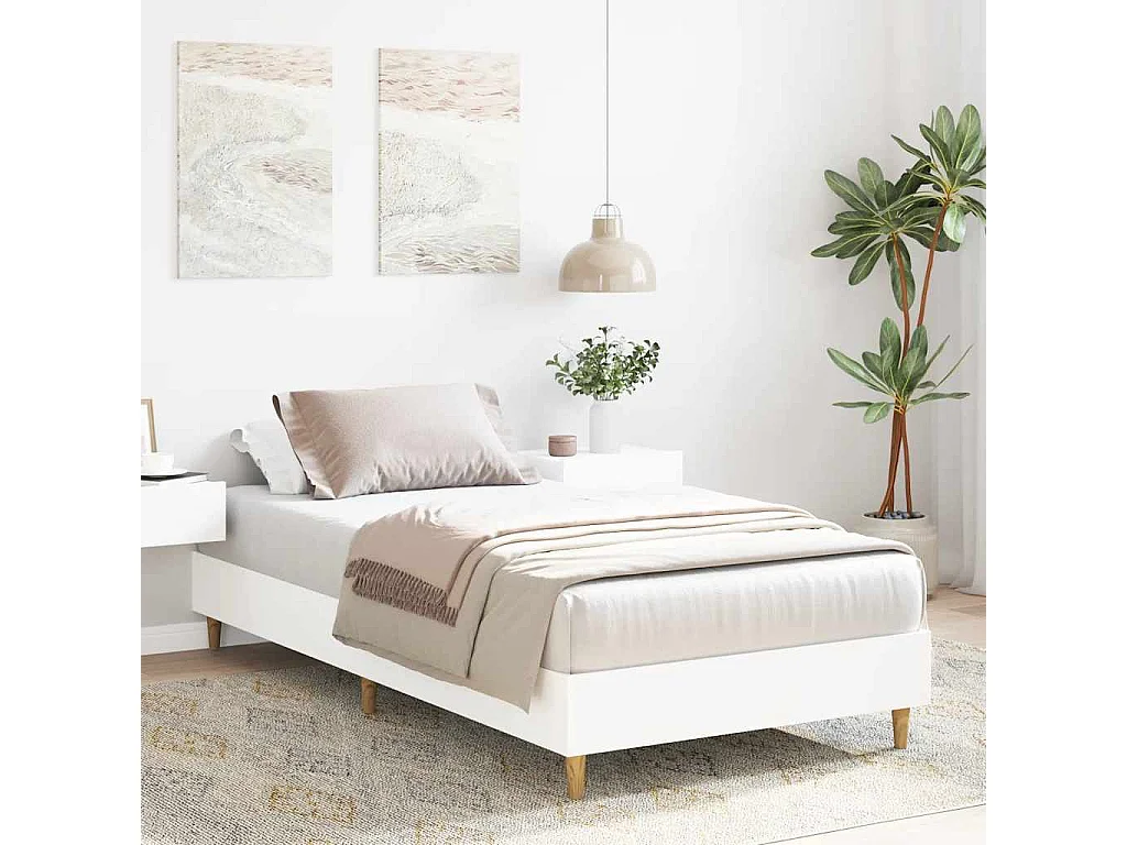 Estrutura cama sem colchão 75x190 cm derivados de madeira branco