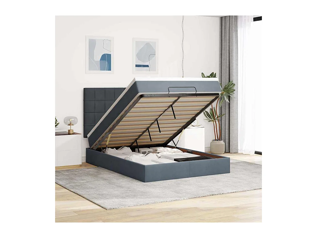 Ottoman bed met matrassen en LED's 140x200cm fluweel