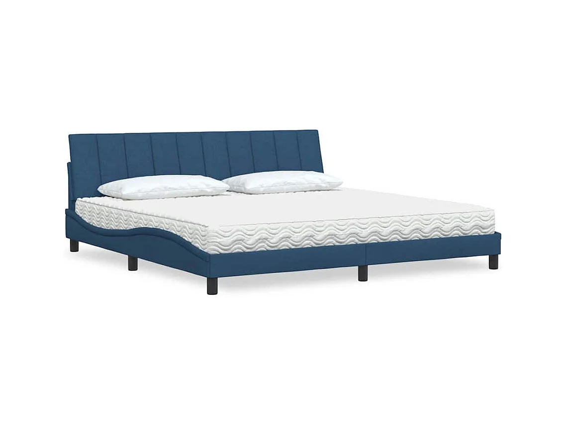 Lit avec matelas bleu 200x200 cm tissu