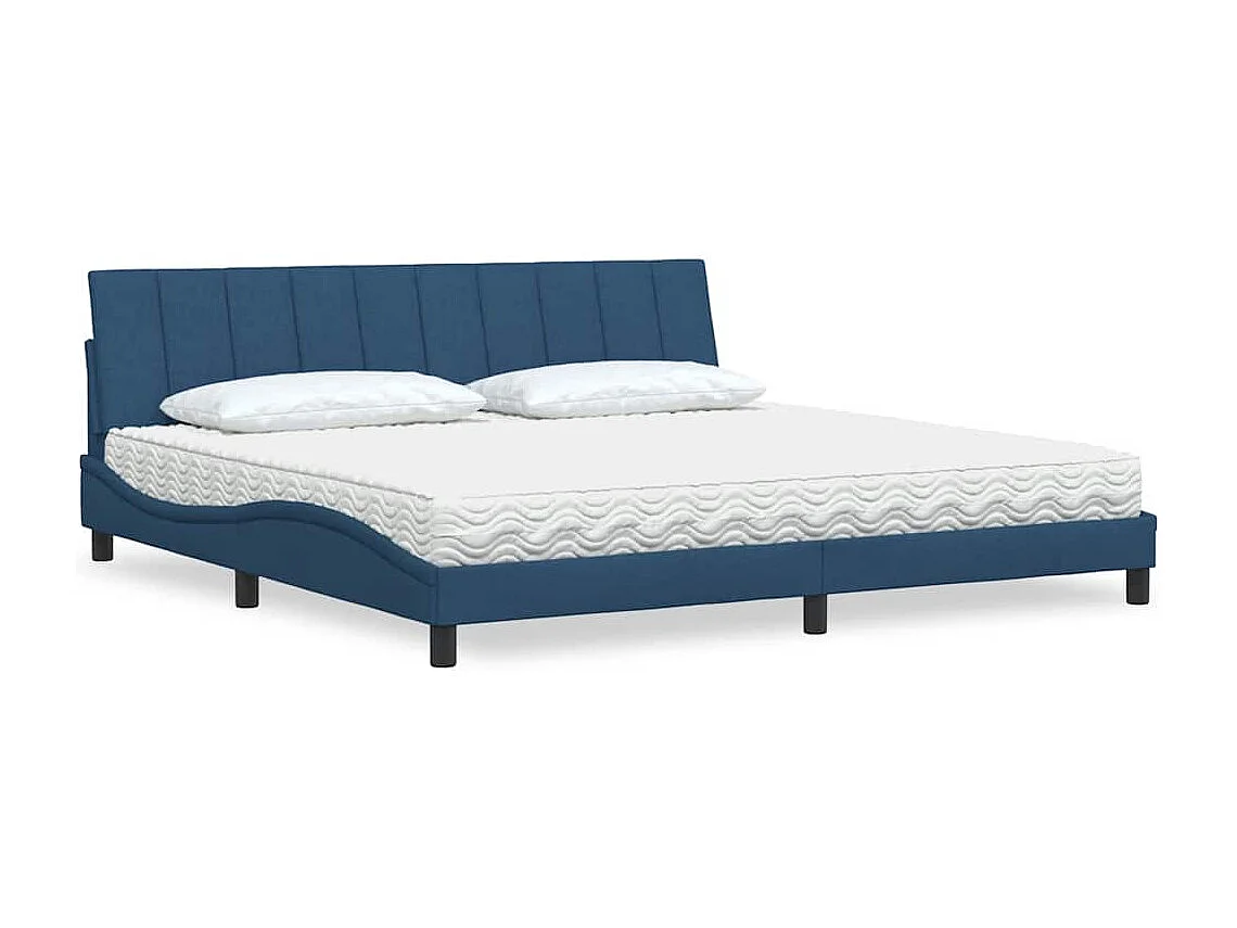 Lit avec matelas bleu 200x200 cm tissu