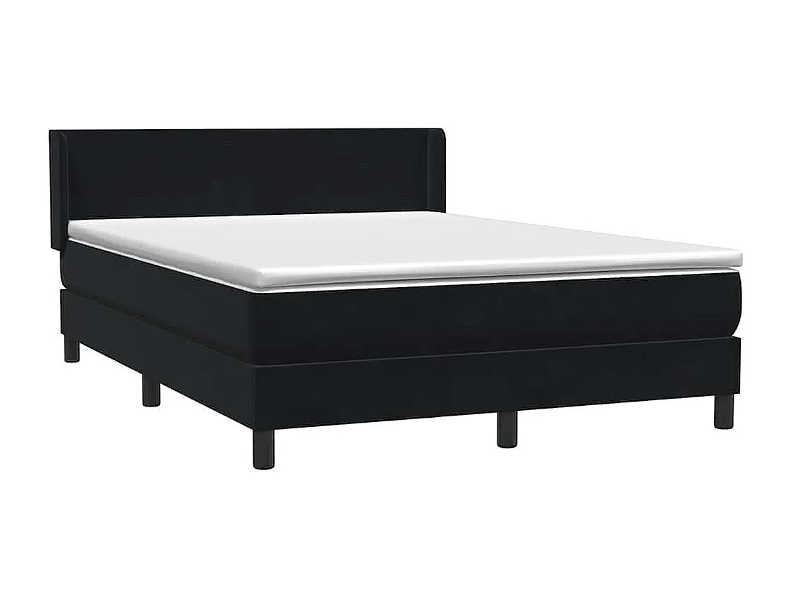 Cama box spring con colchón terciopelo negro 140x210 cm
