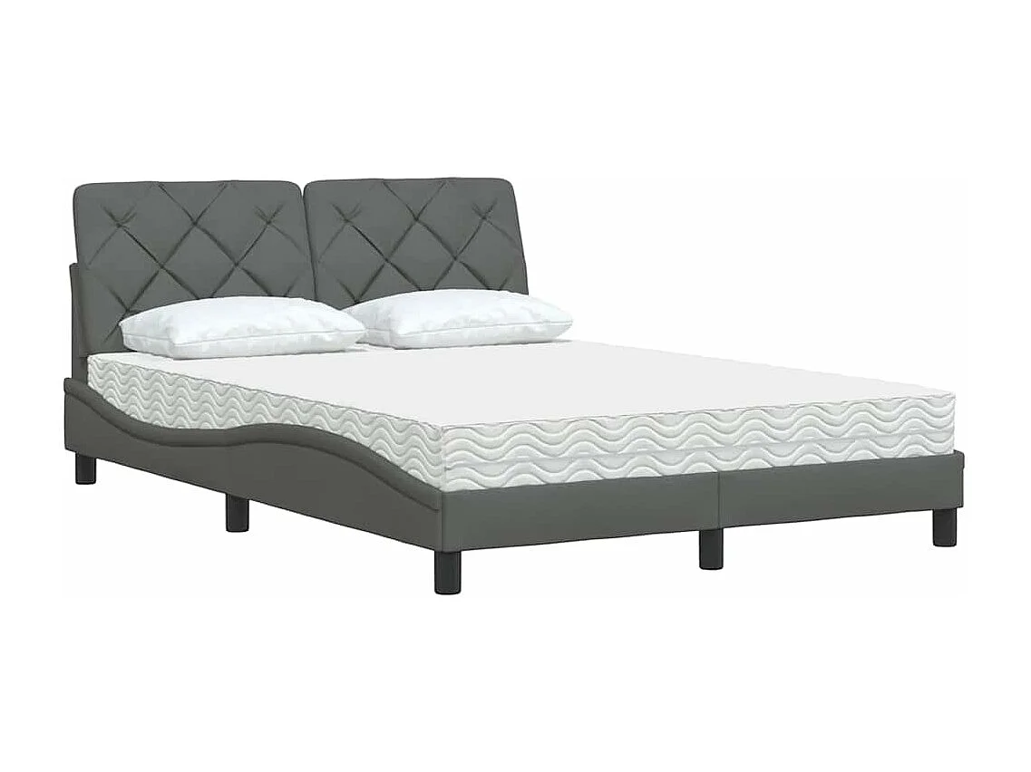 Cama con colchón tela gris oscuro 140x190 cm