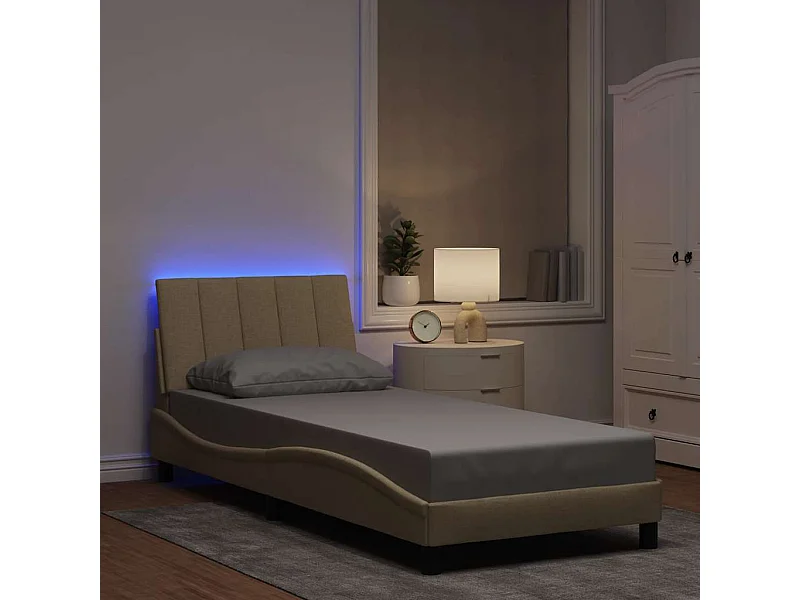 Bedframe zonder matras "Hanko" 90x190 cm stof crèmekleurig