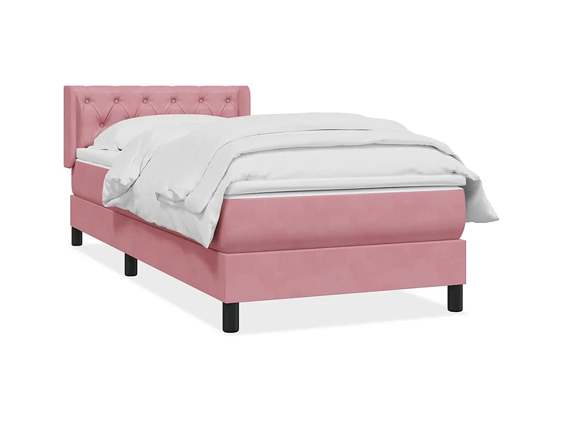 Boxspring met matras fluweel roze 80x220 cm