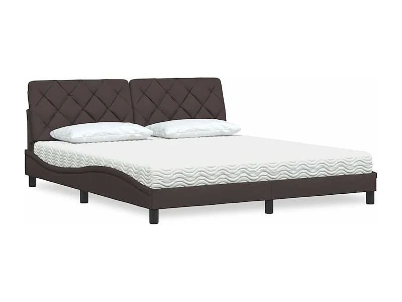 Bed met matras stof donkerbruin 180x200 cm