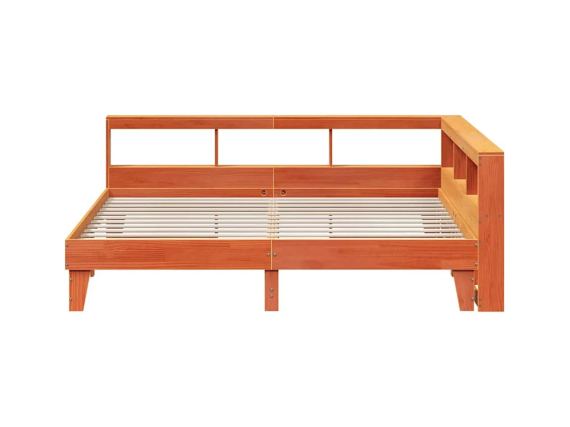 Cama con estantería sin colchón madera maciza marrón 200x200 cm