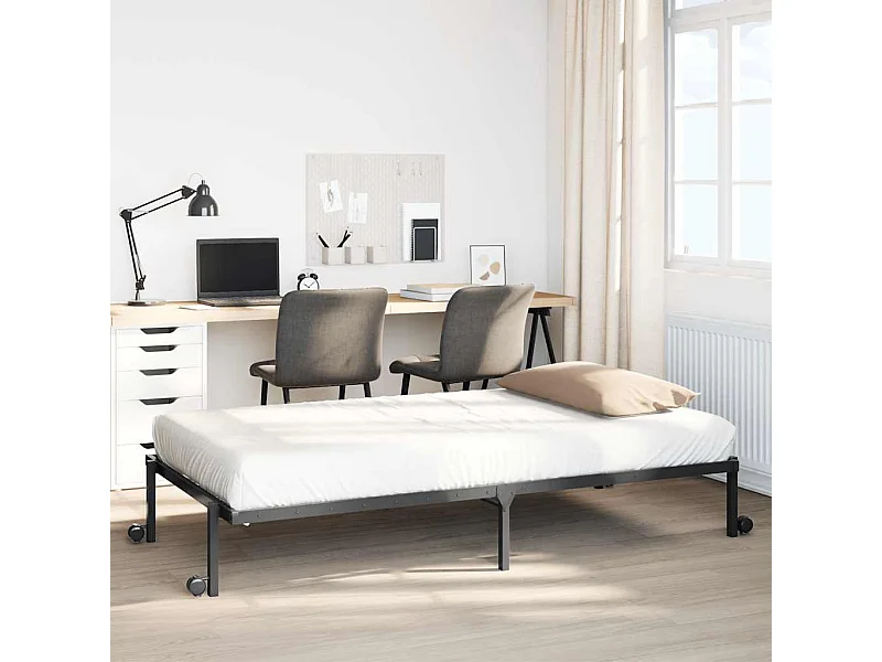 Bedframe zonder matras opvouwbaar 90x200 cm staal zwart