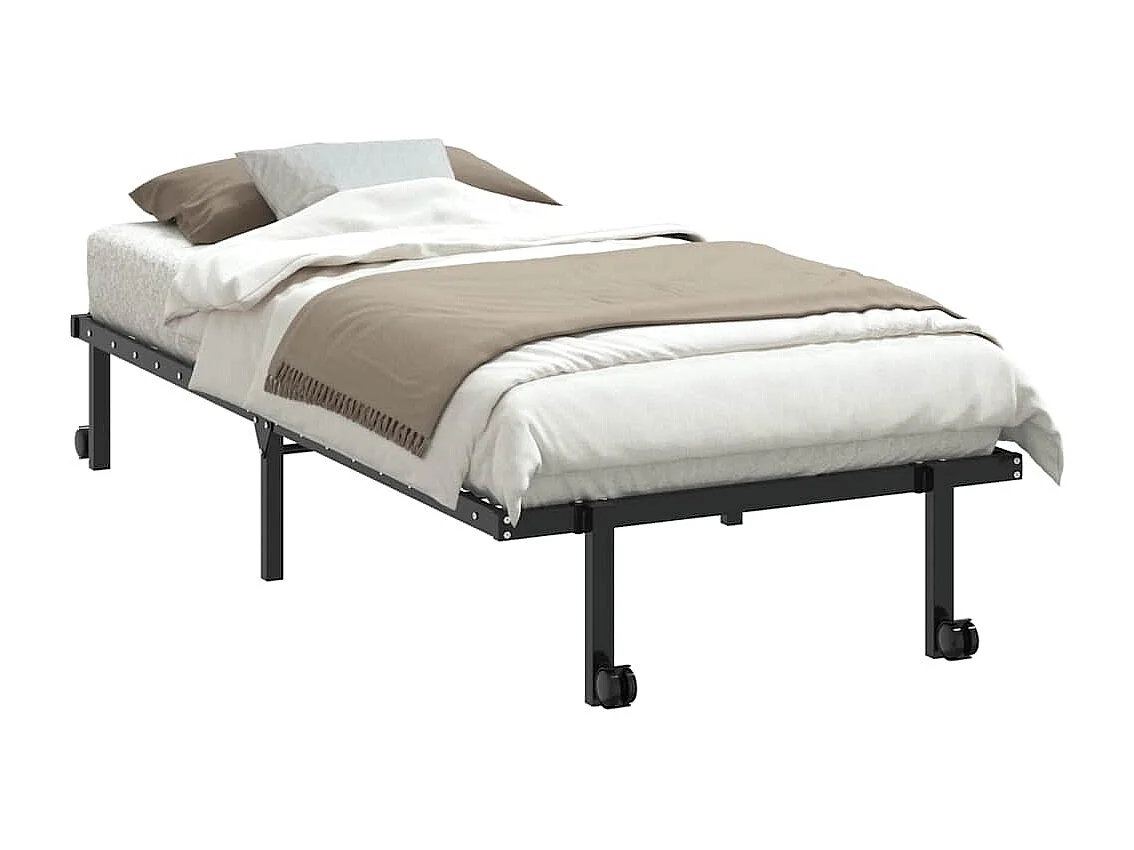 Cadre de lit sans matelas pliable noir 90x200 cm acier