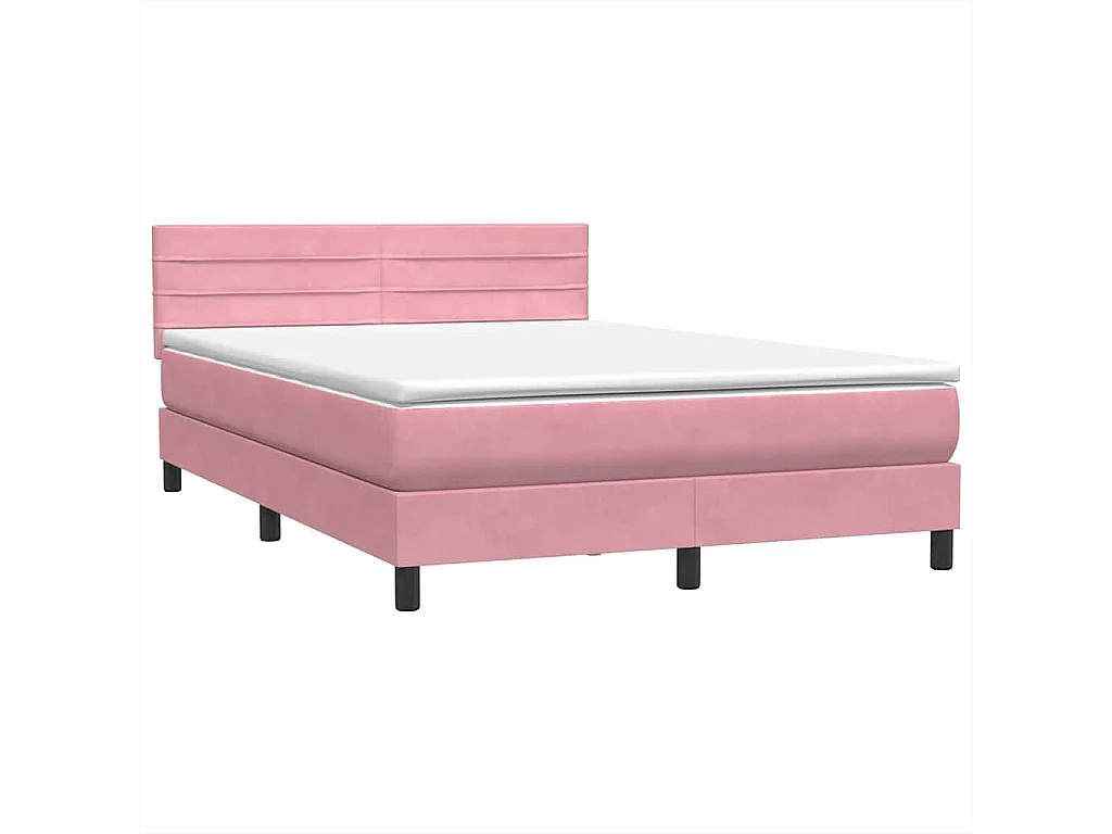 Cama box spring com colchão 160x210 cm veludo rosa